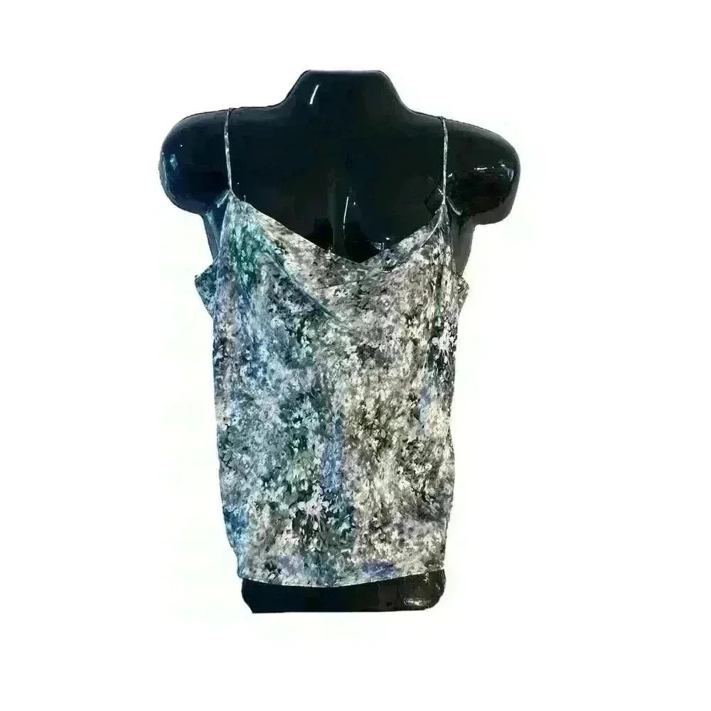 Vince Blouse Tank Top Cowl Neck Green Floral Size Large L Tomato Girl Summer - Picture 6 of 16